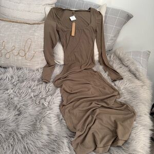 SKIMS Long Sleeve Tan Dress